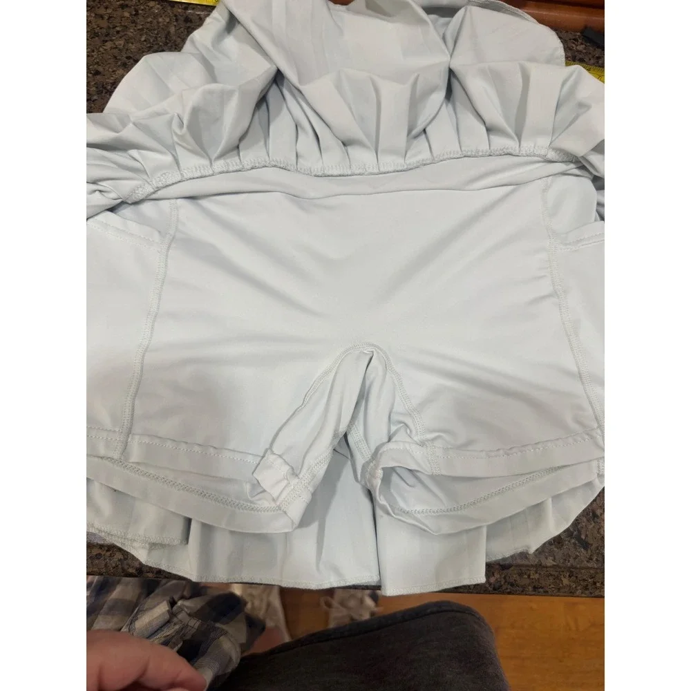 Goldhinge Pleated Tennis Skort Light Blue Athletic‎ Skirt with Pockets Womens